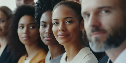 Obraz premium A powerful image featuring a diverse group of professionals working together, symbolizing unity, collaboration, and the strength of diversity in the workforce.
