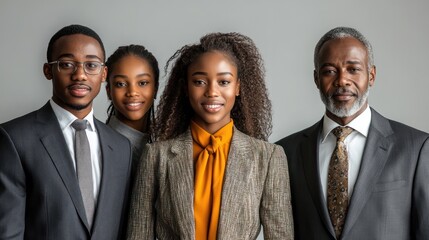 Business group from Niger, teens to seniors, professional dress, isolated, white background