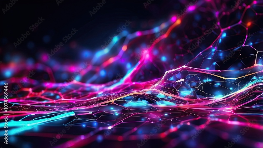 Aufkleber bright neon lights illuminate an abstract banner background featuring ai digital futuristic technolo