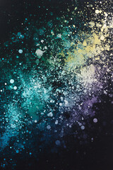 Obraz premium Celestial Nightscape with Vibrant Aurora and Starry Nebula – Dreamy Cosmic Scene in Shades of Midnight Blue, Green, and Purple for Enchanting Backgrounds and Fantasy Designs