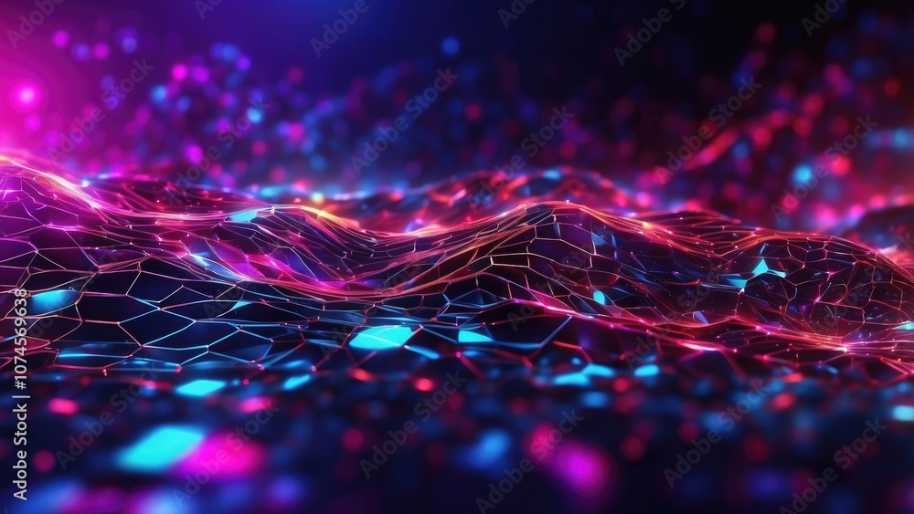 Poster bright neon lights illuminate an abstract banner background featuring ai digital futuristic technolo