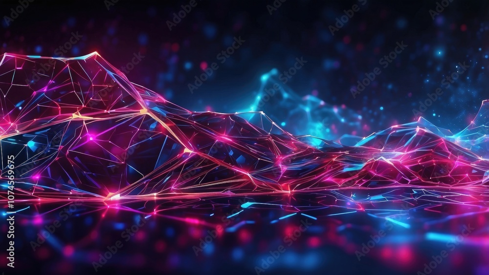 Poster bright neon lights illuminate an abstract banner background featuring ai digital futuristic technolo