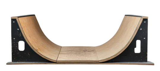 Selbstklebende Fototapeten Wooden skate ramp on a transparent background, perfect for skateboarding and extreme sports designs. © Jan
