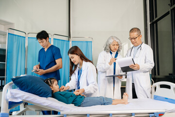 Healthcare with vibrant images of doctors and nurses caring for young patients, emphasizing...