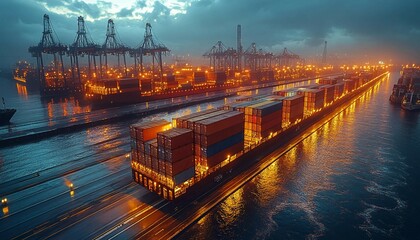 Space-Connected Global Shipping Network, futuristic logistics network connected via satellites that provide real-time updates on weather, shipping conditions, 