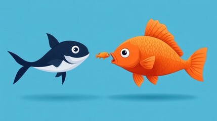 Fototapeta premium Cute cartoon fish friends in vibrant colors.