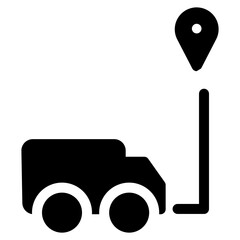Solid icon depicting a travel destination pin with a clean, minimalist design. Useful for apps, maps, travel websites, and tourism branding, in vector or digital format.