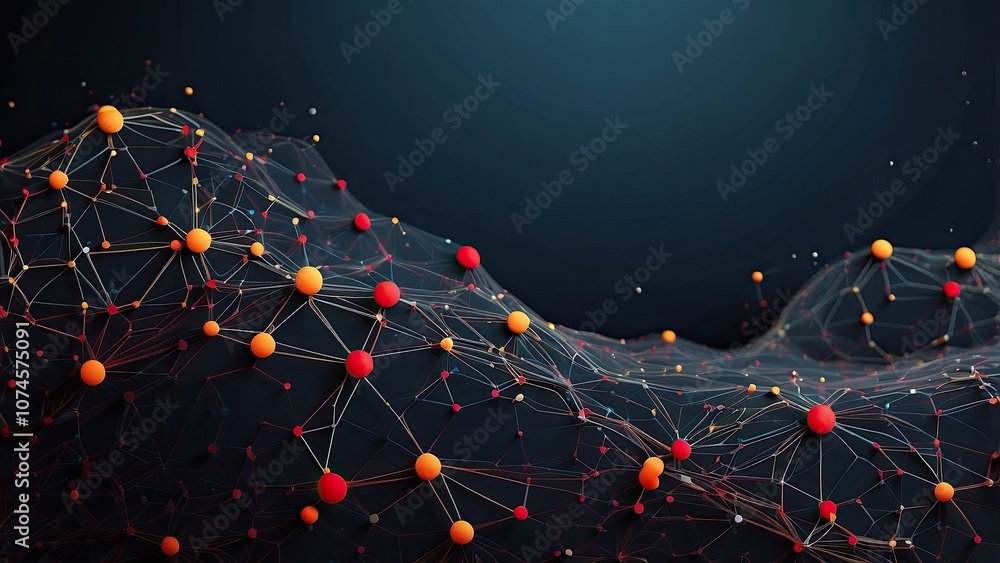 Poster network connection with dots and lines, vector banner design-
