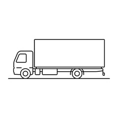 Truck icon. Black outline linear silhouette. Editable strokes. Side view. Vector simple flat graphic illustration. Isolated object on white background. Isolate.
