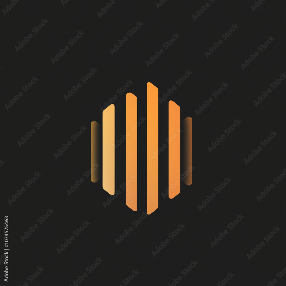 Poster abstract hexagon shape with orange gradient on black background