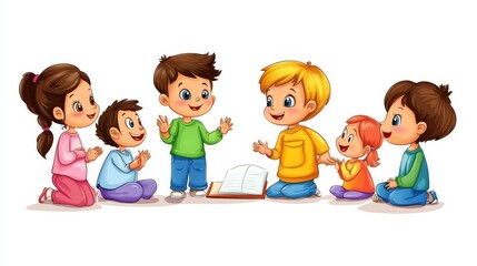 Illustration of lesson explanation , kids , Teacher 