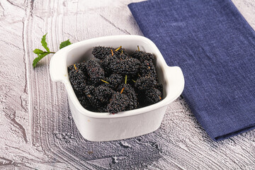 Juicy sweet mulberry in the bowl