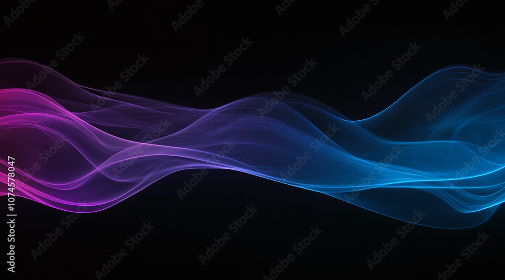 Aufkleber A wave of pink and blue light flows across a black background, creating a dynamic and abstract design
