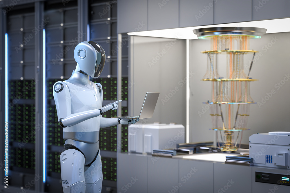 Poster quantum machine learning technology with humanoid robot drive quantum machine