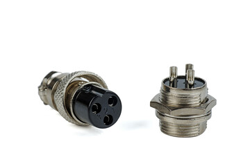 Connectors female and male isolated on white background.
