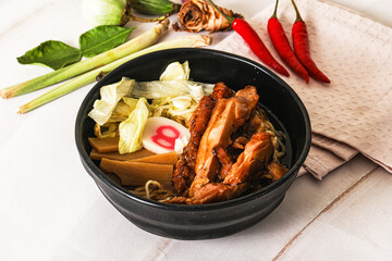 Japanese ramen soup with chicken