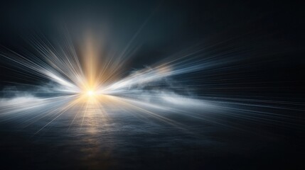 A blurry image of a car with a bright light shining on it