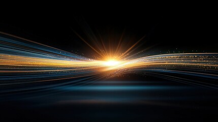 A bright orange sun is shining through a dark sky, creating a beautiful