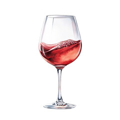 Watercolor style illustration of red wine, depicting soft hues and artistic flair in isolation. PNG