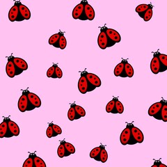 Ladybug seamless pattern background. Cartoon ladybug pattern for background