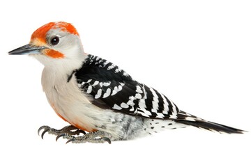 Fototapeta premium A red-bellied woodpecker sits on a tree branch, its bright colors and distinctive markings visible