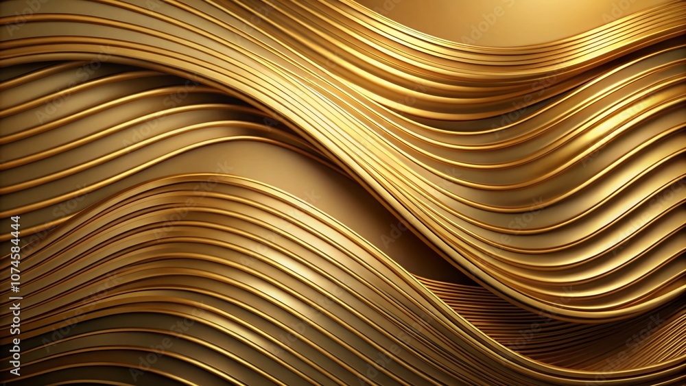 Poster wavy texture lines with golden text style effect for editable vector fonts in a creative design layo