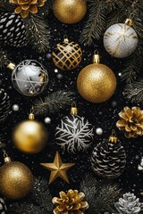 Black and Gold Christmas Background