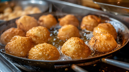 Diwali, Puris puffing up in hot oil with a golden-ball