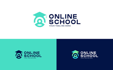 Online School educational Logo. Graduation and student concept