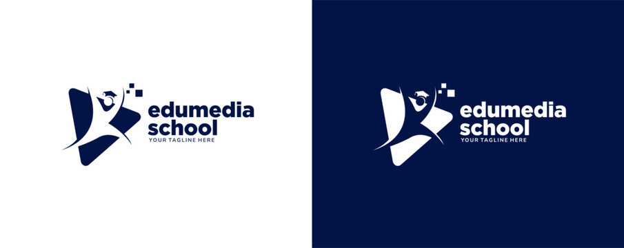 Edumedia School Logo Concept. Education logo design template, suitable for academy, School, Graduation