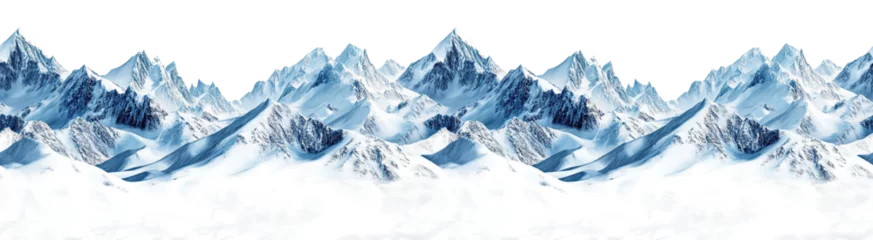  Seamless photo Rocky mountains with snow covered , isolated on white background © Annamorphosis