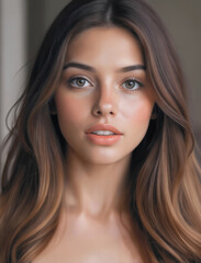 Fototapeta premium Portrait of a Young Woman with Natural Beauty