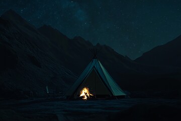 Camping Under a Starry Sky in the Majestic Mountains