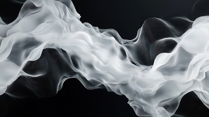 Fototapeta premium A white and black image of a long, curving stream of smoke