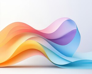 Fototapeta premium A colorful wave of paper is shown on a white background
