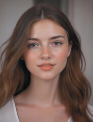 Naklejka premium Natural Beauty Portrait of a Young Woman with Long Hair