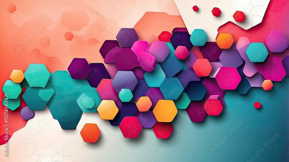Poster banner design for technology with an abstract background of hexagons.-