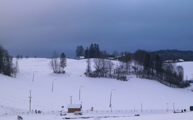 Winter in Wiezyca, Kashubian region, Pomerania, Poland.
