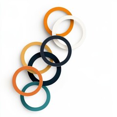 A row of colorful circles on a white background