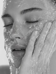 Person washing their face