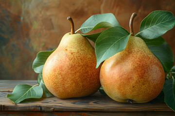 Pears on wooden table