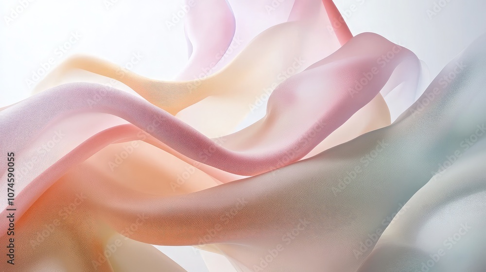 Aufkleber soft and ethereal flowing fabric in gentle pastel hues, creating a dreamlike atmosphere with light a