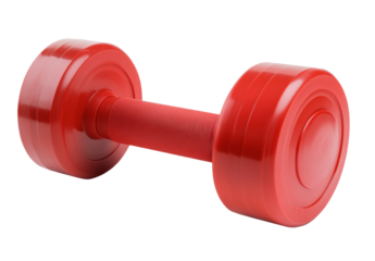 High-Quality PNG one red dumbell, png file Isolated on White Background – High Resolution