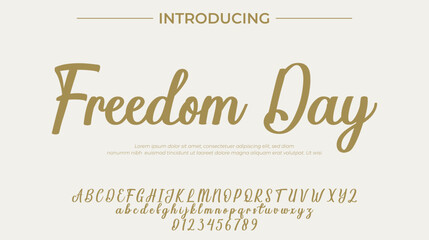 Freedom Day Font Stylish brush painted an uppercase vector letters, alphabet, typeface