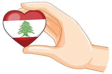 Heart-Shaped Lebanese Flag in Hand