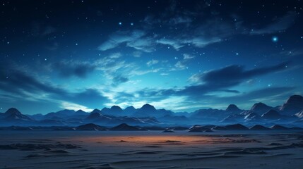 A beautiful night sky with a mountain range in the background