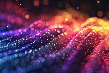 A blurred image of vibrant lights shining in the dark