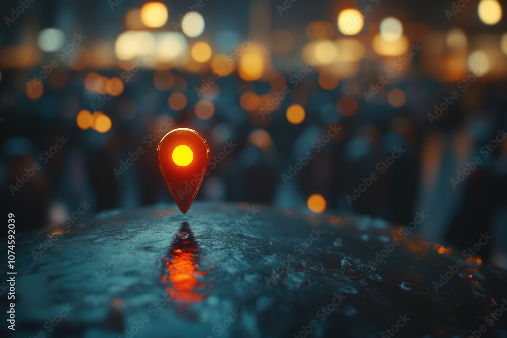Poster a red light sits atop a table in front of a crowd, highlighting the importance of attention