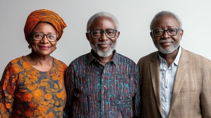 Senior professionals from the Democratic Republic of Congo, formal dress, dignified and confident, isolated, white background