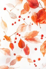 Obraz premium A close-up shot of a variety of leaves and berries arranged on a white surface